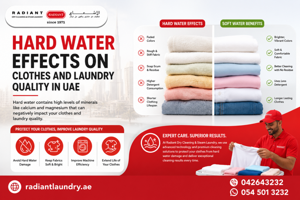 Hard water effects on laundry and clothes quality in UAE - radiantlaundry.ae