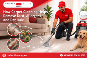 Professional carpet cleaning for dust, allergens, and pet hair removal - radiantlaundry.ae
